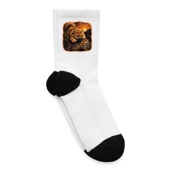 Sunset Standoff: Cat vs Mouse in Ruins - Tennis Socks - white - Right