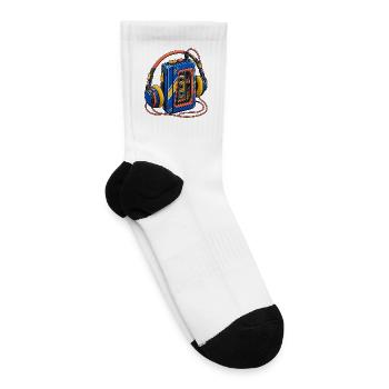 Retro Cassette Boombox Headphones - Tennis Socks - white - Right