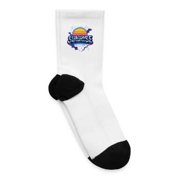 Retro Sunrise Neon Design - Tennis Socks - white - Right