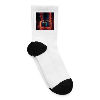 Neon Lantern Alley Artwork - Tennis Socks - white - Right