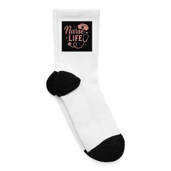 Nurse Life Heart Stethoscope Design - Tennis Socks - white - Right