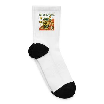 Playful Bubble Tea Illustration - Tennis Socks - white - Right