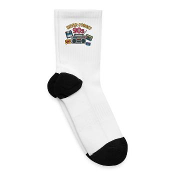 Never Forget 90s Retro Gift – Cassette, Floppy - Tennis Socks - white - Right