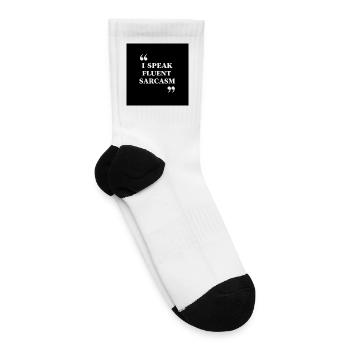 I Speak Fluent Sarcasm Quote - Funny Graphic Tee - Tennis Socks - white - Right