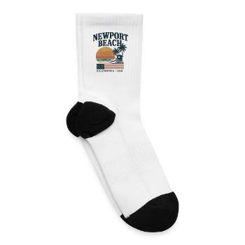 Newport Beach Sunset Retro Logo - Tennis Socks - white - Right