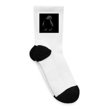Minimal Grey Penguin Silhouette - Tennis Socks - white - Right