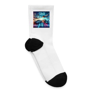 Neon Futuristic Racing Grid - Tennis Socks - white - Right