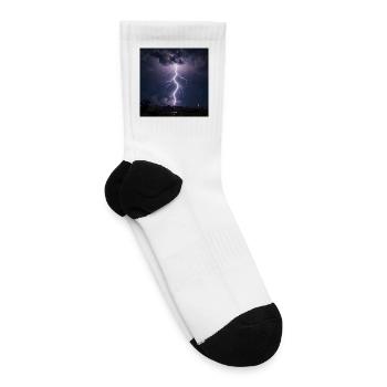 Midnight Lightning Over City - Tennis Socks - white - Right