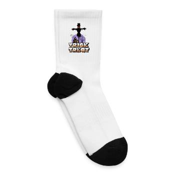 Spooky Jack-o'-Lantern Haunted House Art - Tennis Socks - white - Right
