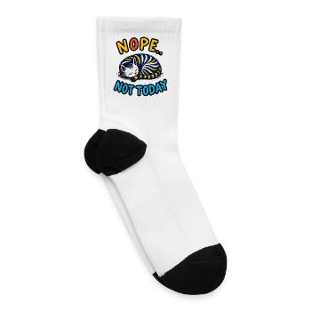 Nope Not Today Sleeping Cat T-Shirt Design | Funny - Tennis Socks - white - Right