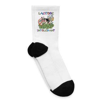 Funny Lactose Intolerant Cow Dairy Free Plant Base - Tennis Socks - white - Right