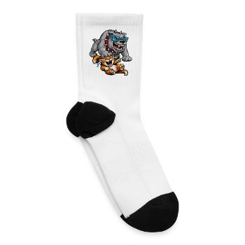 Bulldog Cat Showdown - Tennis Socks - white - Right
