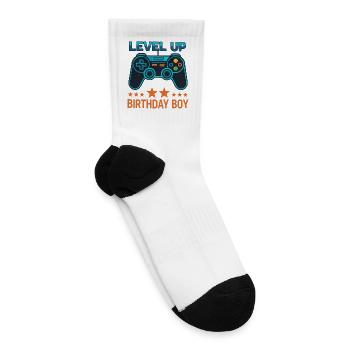 Level Up Birthday Boy Gamer Gaming Party - Tennis Socks - white - Right