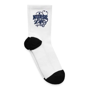 Nurse Life - Stethoscope Heartbeat Design - Tennis Socks - white - Right