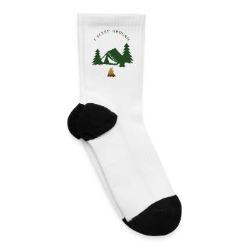 Night Camping with Pine Trees and Tent - Tennis Socks - white - Right