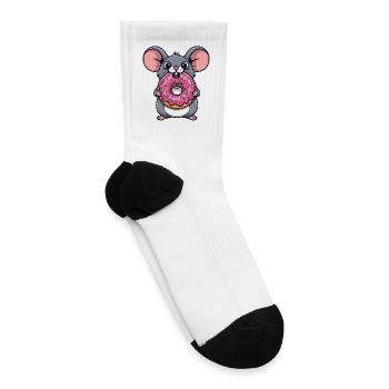 Cute mouse donut cartoon dessert candy - Tennis Socks - white - Right