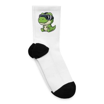 Cute Dino T-Rex Gamer Cartoon Virtual Reality - Tennis Socks - white - Right