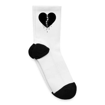 Stitched Dark Heart - Tennis Socks - white - Right
