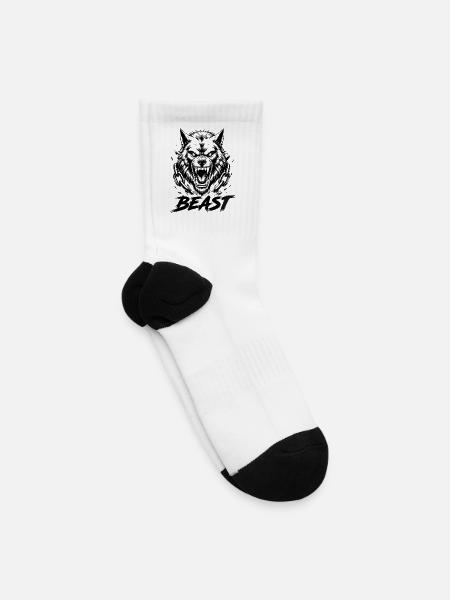Beast Wolf Gym Workout Motivational - Tennis Socks - white