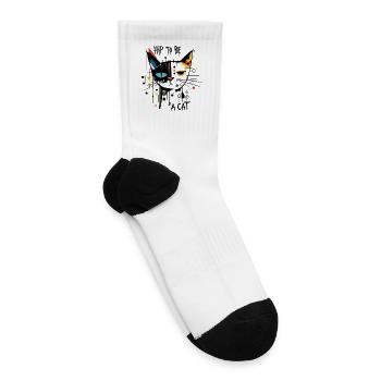 Hip To Be A Cat Abstract Retro Art - Tennis Socks - white - Right