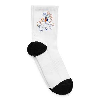 Floral Girl in Blue and Orange - Tennis Socks - white - Right