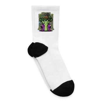 Cute Halloween broccoli wizard witch cartoon - Tennis Socks - white - Right