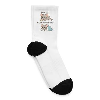 Cute coffee mouse cartoon for coffee lovers - Tennis Socks - white - Right