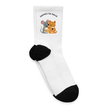 Cat and mouse friends - Tennis Socks - white - Right
