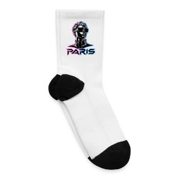 Neon Paris Synthwave Portrait - Tennis Socks - white - Right