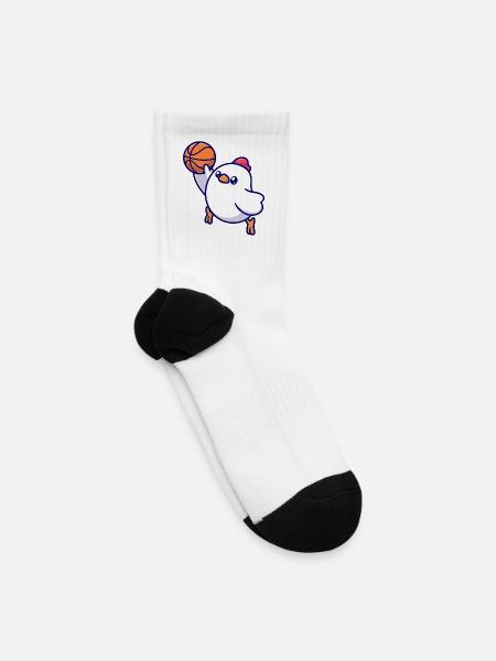 Hoop Chick Cartoon Basketball Hen - Tennis Socks - white
