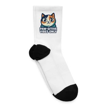 Paw-sitive Vibes Cat Logo - Tennis Socks - white - Right
