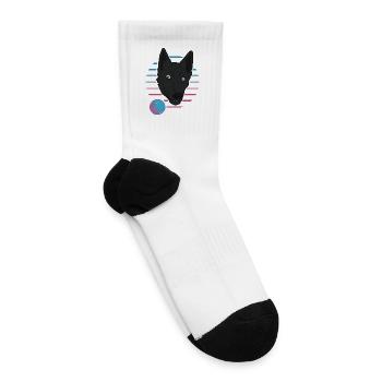 Retro Vaporwave Dog - Tennis Socks - white - Right
