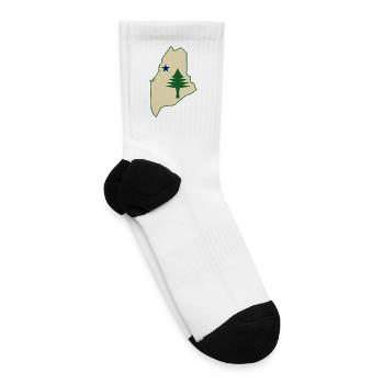 Pine tree and star 1901 flag map of Maine State - Tennis Socks - white - Right