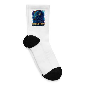 Futuristic Cyber Tech Portrait - Tennis Socks - white - Right