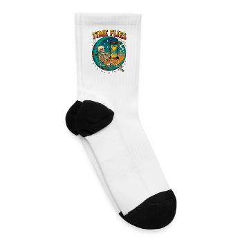 Time Flies Skeleton with Hourglass - Tennis Socks - white - Right