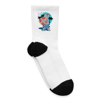 Beach Bear Lifeguard Illustration - Tennis Socks - white - Right