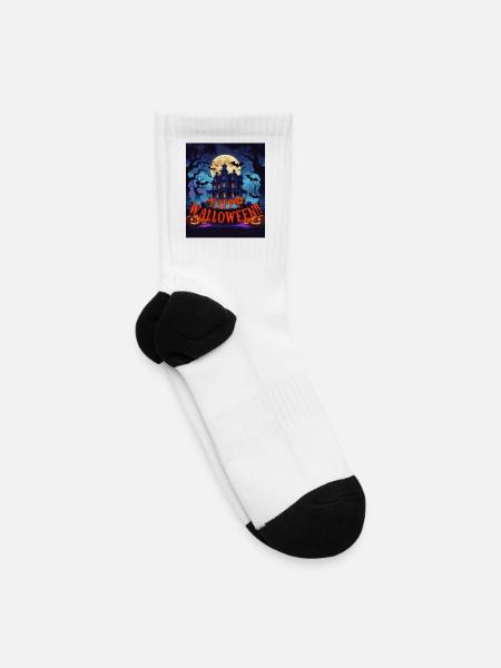 Haunted House Happy Halloween - Tennis Socks - white