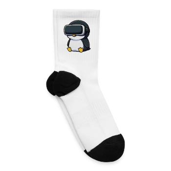 Cute penguin gamer cartoon VR player - Tennis Socks - white - Right