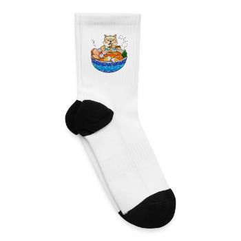 Kawaii Anime Shiba Inu Ramen Japanese Noodle Dog G - Tennis Socks - white - Right