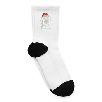 Santa Monkey Peace Sign - Tennis Socks - white - Right