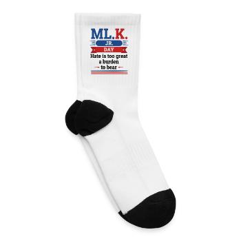 MLK Day Inspirational Anti-Hate Design - Tennis Socks - white - Right