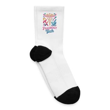 Rx Pharmacy Tech Caduceus Graphic - Tennis Socks - white - Right