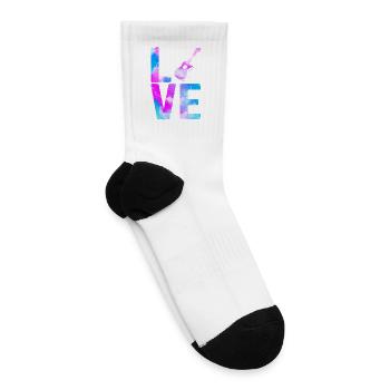 Hawaiian Ukulele Uke Watercolor - Tennis Socks - white - Right