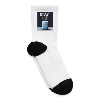 Stay Lit Cute Candle Motivational Illustration - Tennis Socks - white - Right