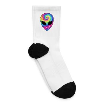 Psychedelic Alien TieDye Face - Tennis Socks - white - Right