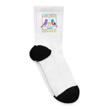 I Like Birds And Coffee Retro Colorful Bird Lover - Tennis Socks - white - Right