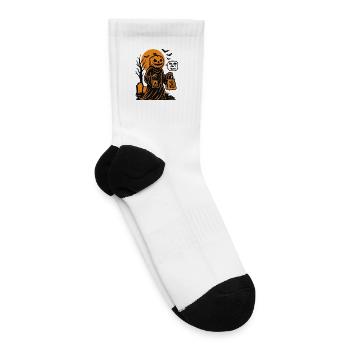 Halloween Lantern Pumpkin Figure - Tennis Socks - white - Right