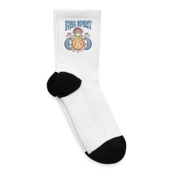 Retro Free Spirit Meditating Frog Celestial Sun - Tennis Socks - white - Right