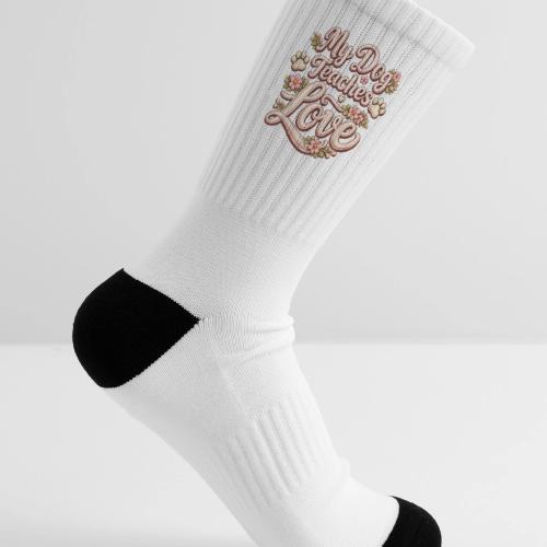 My Dog Teaches Love Faux Embroidery Style - Tennis Socks