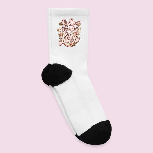 My Dog Teaches Love Faux Embroidery Style - Tennis Socks